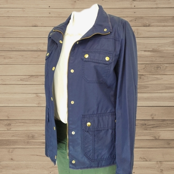 J. CREW Downtown Field Jacket Military Utility Navy Blue Women’s S - Picture 5 of 16